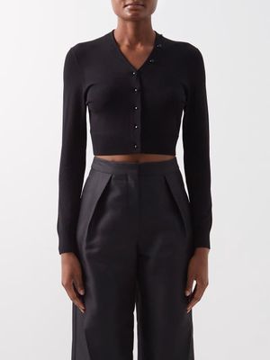 Loewe - Cropped Jersey Cardigan - Womens - Black