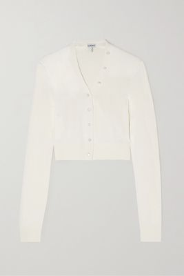 Loewe - Cropped Knitted Cardigan - White