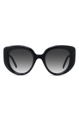 Loewe Curvy 49mm Gradient Butterfly Sunglasses in Shiny Black /Gradient Smoke