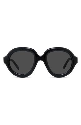 Loewe Curvy 49mm Pilot Sunglasses in Shiny Black /Smoke