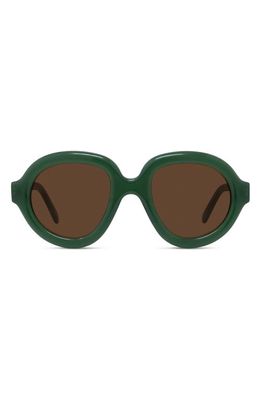 Loewe Curvy 49mm Pilot Sunglasses in Shiny Dark Green /Brown