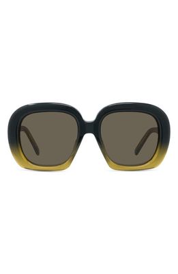 Loewe Curvy 53mm Square Sunglasses in Shiny Dark Green /Brown