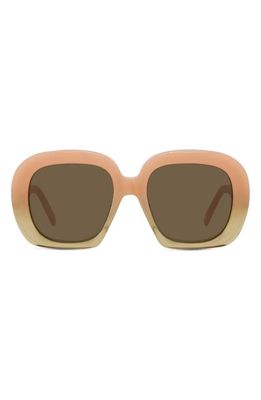 Loewe Curvy 53mm Square Sunglasses in Shiny Pink /Brown