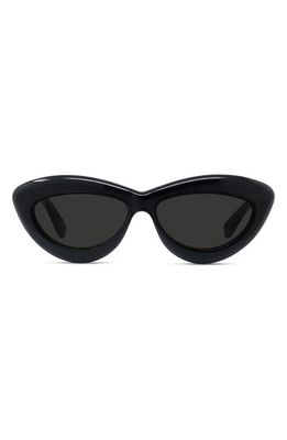 Loewe Curvy 54mm Cat Eye Sunglasses in Shiny Black /Smoke