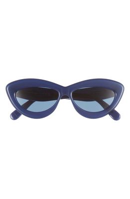 Loewe Curvy Logo 54mm Cat Eye Sunglasses in Shiny Blue /Blue