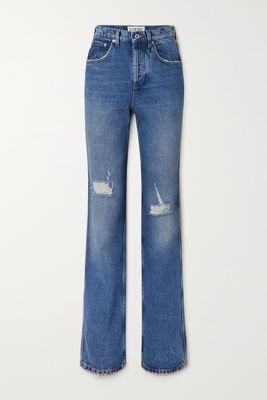 Loewe - Distressed High-rise Straight-leg Jeans - Blue