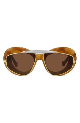 Loewe Double Frame 47mm Small Cat Eye Sunglasses in Blonde Havana /Gradient Brown