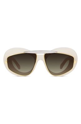 Loewe Double Frame 47mm Small Cat Eye Sunglasses in Ivory /Gradient Brown