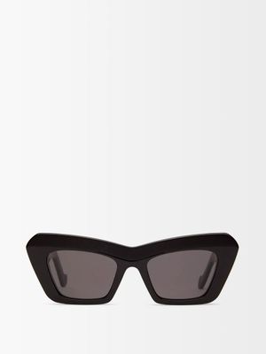 Loewe Eyewear - Anagram-logo Cat-eye Acetate Sunglasses - Womens - Black