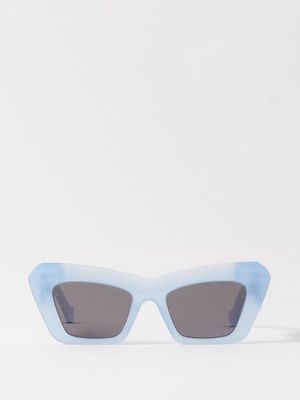 Loewe Eyewear - Anagram Oversized Cat-eye Acetate Sunglasses - Womens - Pale Blue