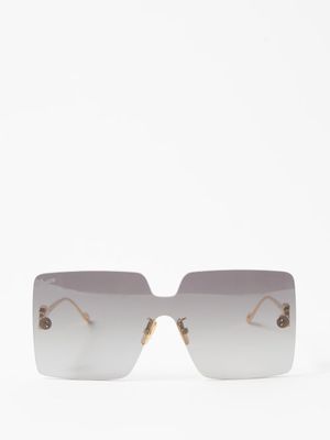 Loewe Eyewear - Anagram Shield Metal Sunglasses - Womens - Gold Grey