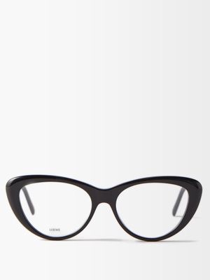 Loewe Eyewear - Cat-eye Acetate Glasses - Womens - Black