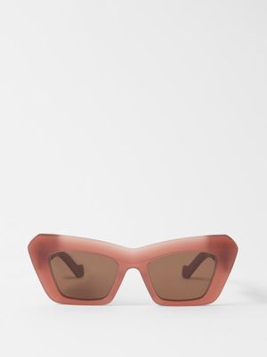 Loewe Eyewear - Oversized Cat-eye Acetate Sunglasses - Womens - Brown