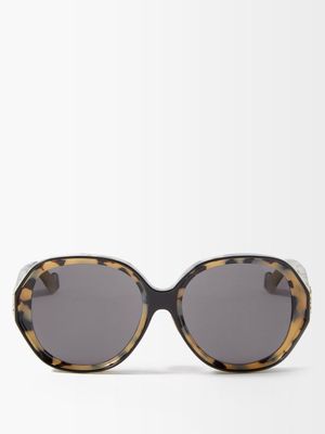 Loewe Eyewear - Oversized Round Acetate Sunglasses - Womens - Black Brown Multi