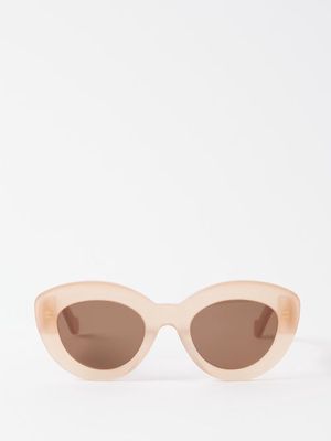 Loewe Eyewear - Oversized Round Acetate Sunglasses - Womens - Pink Brown