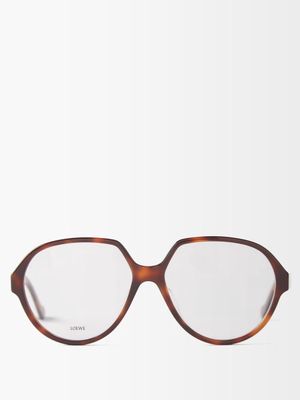 Loewe Eyewear - Round Acetate Glasses - Womens - Brown