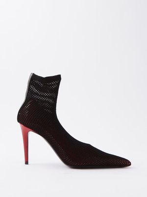 Loewe - Fishnet 105 Mesh Sock Pumps - Womens - Black Red
