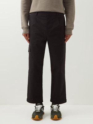 Loewe - Flap-pocket Cotton-blend Trousers - Mens - Black