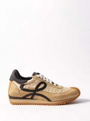 Loewe - Flow Runner Nylon And Suede Trainers - Womens - Gold Black