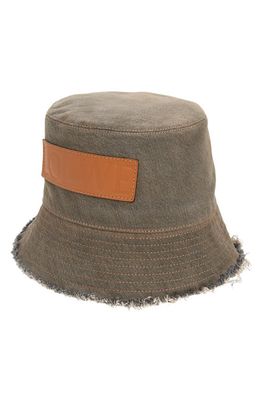 Loewe Frayed Edge Canvas Bucket Hat in Brown 3100