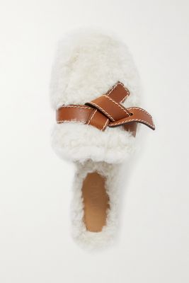 Loewe - Gate Knotted Leather-trimmed Shearling Slippers - Ivory