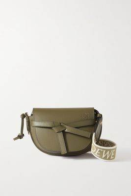Loewe - Gate Mini Canvas Jacquard-trimmed Leather Shoulder Bag - Green