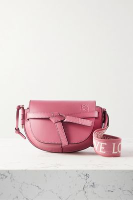 Loewe - Gate Mini Canvas Jacquard-trimmed Leather Shoulder Bag - Pink