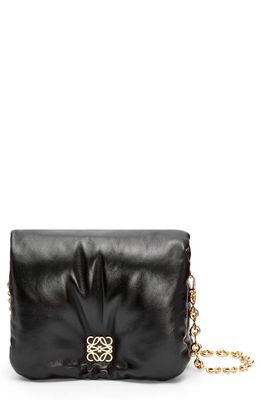 Loewe Goya Lambskin Leather Puffer Bag in Black