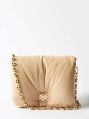 Loewe - Goya Padded-leather Shoulder Bag - Womens - Beige