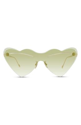 Loewe Heart Shaped Sunglasses in Shiny Endura Gold /Green