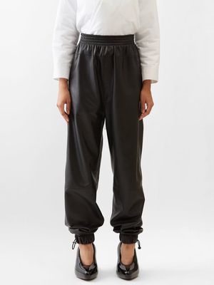Loewe - High-rise Faux-leather Trousers - Womens - Black