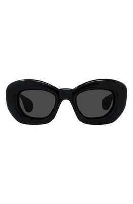 Loewe Inflated 47mm Butterfly Sunglasses in Shiny Black /Smoke