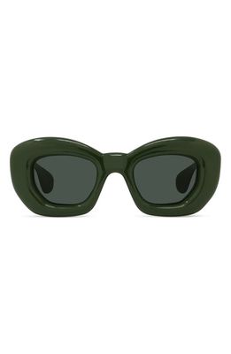 Loewe Inflated 47mm Butterfly Sunglasses in Shiny Dark Green /Green