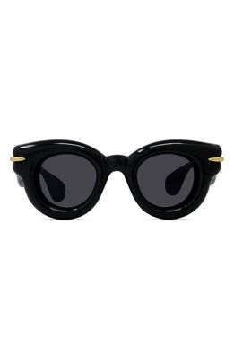 Loewe Inflated Pantos 46mm Round Sunglasses in Shiny Black /Smoke