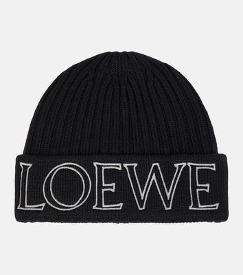 Loewe Logo ribbed wool beanie