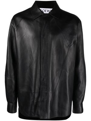 LOEWE long-sleeve leather shirt - Black
