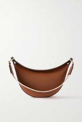 Loewe - Luna Small Leather Canvas-jacquard Trimmed Shoulder Bag - Brown