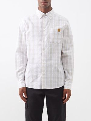 Loewe - Patchwork Check-cotton Shirt - Mens - Cream White