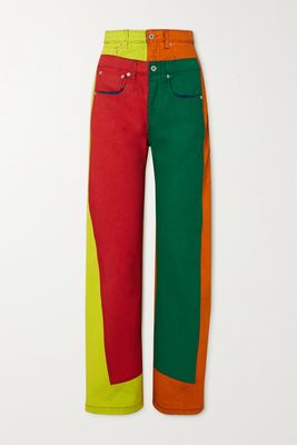 Loewe - Patchwork High-rise Wide-leg Jeans - Orange