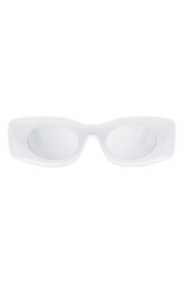 Loewe Paula's Ibiza Original 49mm Small Rectangular Sunglasses in White /Smoke Mirror