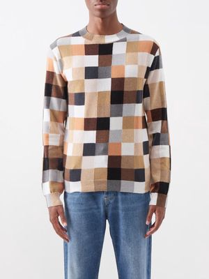 Loewe - Pixelated Wool Sweater - Mens - Brown Multi