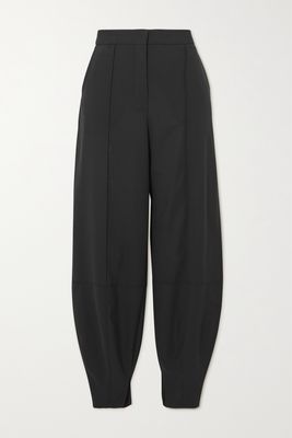 Loewe - Pleated Grain De Poudre Wool Tapered Pants - Black