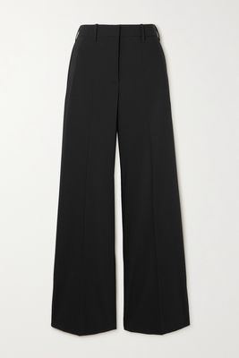 Loewe - Pleated Wool-blend Wide-leg Pants - Black