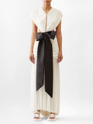 Loewe - Satin-bow Cutout Crepe Dress - Womens - White