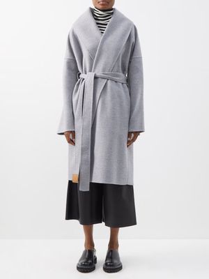 Loewe - Shawl-collar Double-faced Wool-blend Coat - Womens - Grey