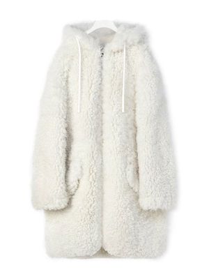 LOEWE shearling parka coat - WHITE