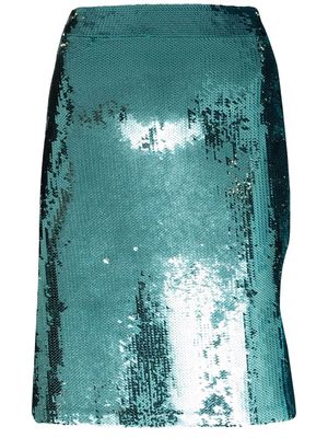 LOEWE side split sequin-embellished skirt - Blue