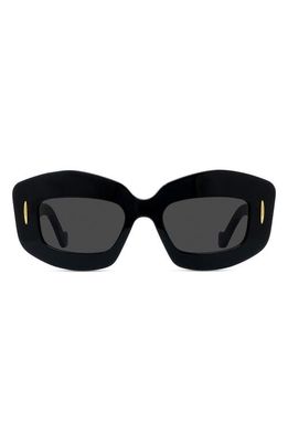 Loewe Silver Screen 49mm Rectangular Sunglasses in Black