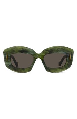 Loewe Silver Screen 49mm Rectangular Sunglasses in Shiny Green Marble