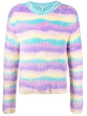 LOEWE stripe-knit jumper - Purple